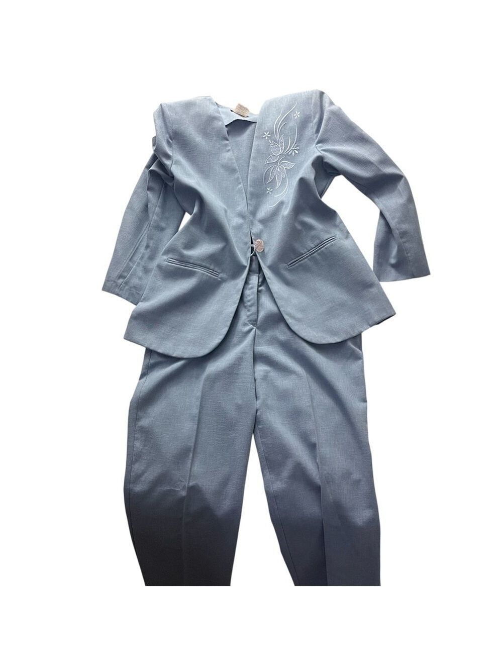 Vintage 80s D'Allaird's Embroidered Pantsuit Blue Vtg 12 (M/L)